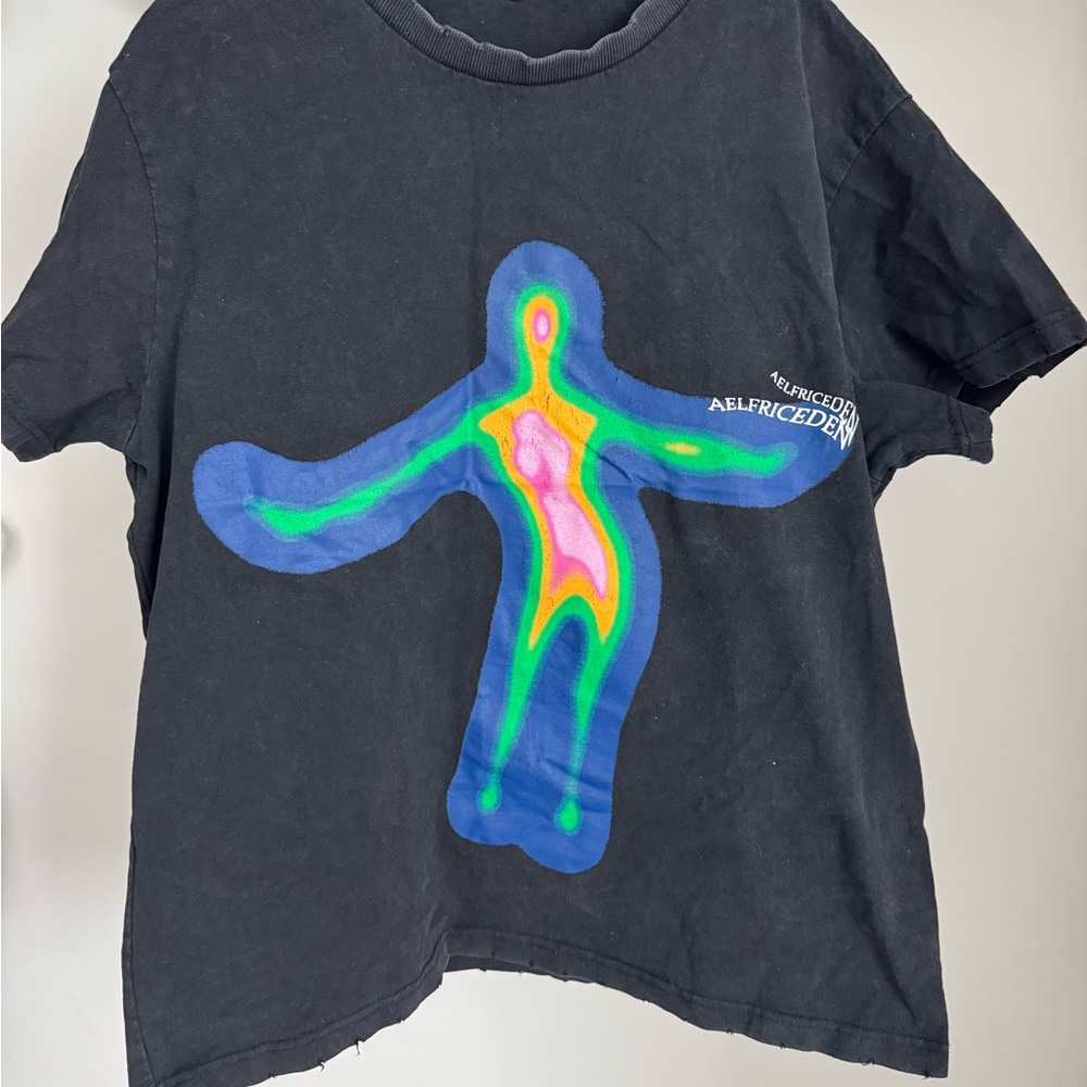Black Graphic T-Shirt with Colorful Design